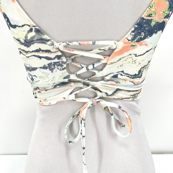 MAAJI Reversible Triangle Bikini Top Small Gray Sunray Catcher Lace Up Swimsuit - Picture 5 of 9